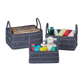 Relaxdays 3-Piece Felt Storage Basket Set