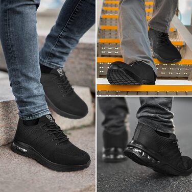 Черевики безпеки OFFCUP для чоловіків, Легкі робочі черевики, Спортивні черевики з металевим носком, Робочі кросівки з дихаючою та протиковзкою підошвою, з повітряною подушкою, зручні 45 EU