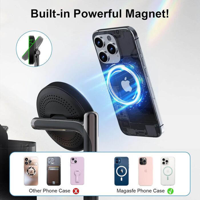 5-в-1 Бездротова зарядна станція з годинником та нічником для iPhone 17/16/15/14/13/12 Pro Max, Apple Watch, AirPods - 33W адаптер, білий