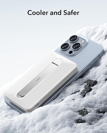 Power Bank ESR MagSafe QI2 з бездротовою магнітною зарядкою, 15W, 5000mAh, USB-C, білий (з підставкою)