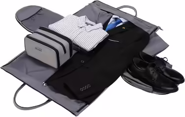 Garment Bag Suit Cover for Men Women, Suit Travel Bag, Clothes Bags Shoe Bag - 2 in 1 Hanging Suitcase Suit Travel Bags, High-Quality Garment Hanger for Suit and Dress (Light Gray)