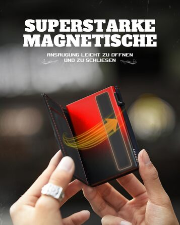 Портмоне Dodenša MagSnap для чоловіків з RFID захистом, відділенням для AirTag, картхолдером та відділенням для монет (Чорний/Червоний)