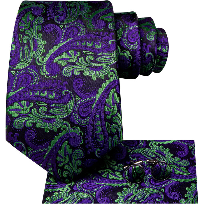 Чоловіча краватка Hi-Tie чорно-рожева з візерунком пає, смужки, крапки, нагрудна хустинка та запонки для весілля, офіційних заходів та бізнесу (чорний, фіолетовий, зелений)