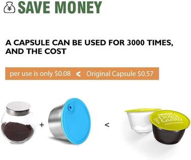 Cafilas багаторазова кавова капсула для Dolce Gusto, нержавіюча сталь, з ложкою, щіточкою та темпером