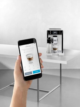 De'Longhi PrimaDonna Class ECAM 550.65.W Fully Automatic Coffee Machine with LatteCrema Milk System, Cappuccino and Espresso at the Touch of a Button, 3.5-inch TFT Color Display and App Control, White