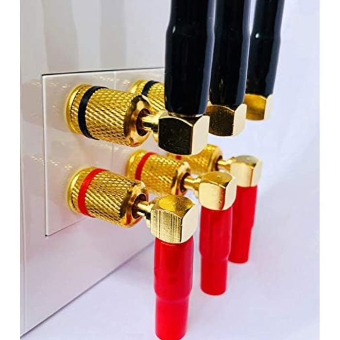 Goaycer: 12 шт. бананові конектори для акустичних кабелів, кутові, 24K позолота