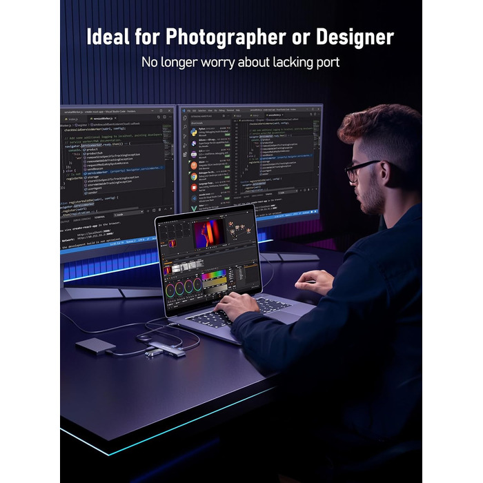 Lemorele Док-станція 12-в-1 з USB-C, 10Gbps, Dual 4K HDMI, VGA, USB 3.1/2.0, 100W PD, SD/TF, Audio для Windows, MacBook, Dell