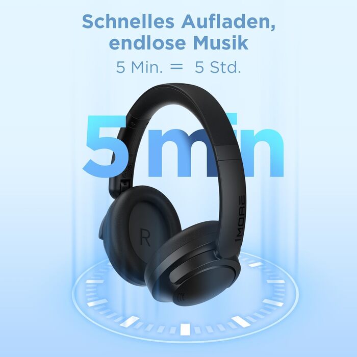 1MORE SonoFlow SE навушники Over-Ear Bluetooth з активним шумозаглушенням, бездротові, 70 годин відтворення, швидка зарядка, ENC мікрофон, глибокий бас, EQ пресети