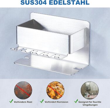 Тримач для зубних щіток настінний, для електричної зубної щітки, органайзер для насадок, срібний, без свердління