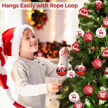 Набір прикрас на ялинку: 30 пластикових кулі діаметром 6 см (червоні та білі)