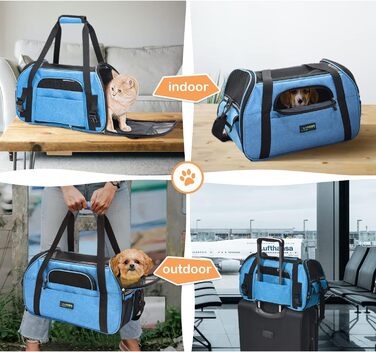 Транспортний бокс для тварин Jespet, м'які стінки, зручний, для подорожей, для котів та цуценят, 17' x 9' x 11.5', блакитний