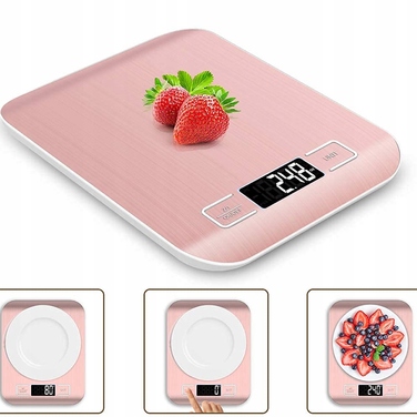Електронні кухонні ваги 1г-10кг, ювелірні та побутові, з LCD-дисплеєм, рожеві