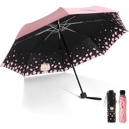 Жіночий парасолька Voy Lady – компактний, складна, з UV-захистом, рожевий, з квітковим принтом (96 см)