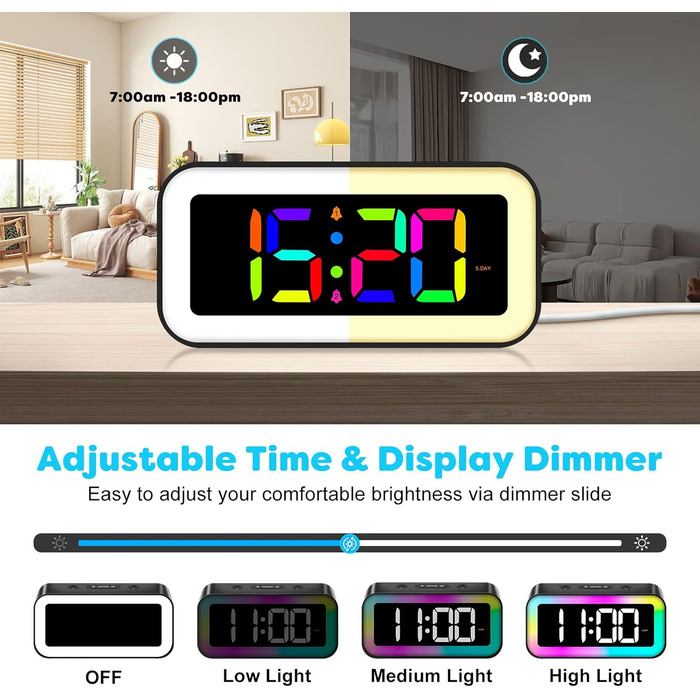 Цифровий годинник-дзеркало MOSUO з USB зарядкою, LED дисплеєм, температурою та голосовим керуванням