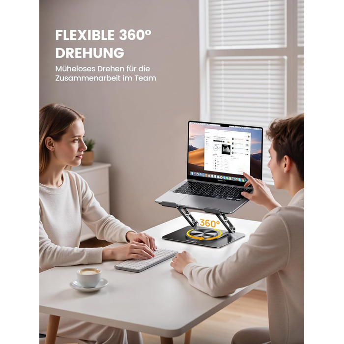 Підставка для ноутбука Lamicall, регульована - 360° обертання, складна, алюмінієва - для столу/офісу, універсальна ергономічна підставка для Macbook Pro Air, 10-17,3' (чорний)