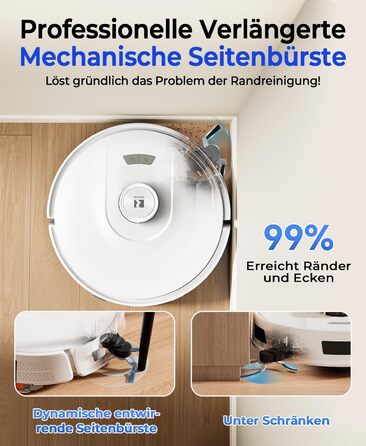 Робот-пилосос Redkey R11 з функцією миття, 20000Pa, док-станція 4L, захист від намотування волосся, LiDAR навігація, керування через додаток, для килима та шерсті тварин, білий