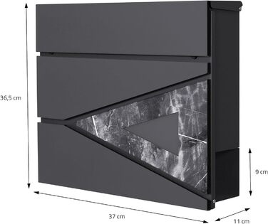 Поштовий ящик ML-Design 37x36,5x11 см антрацит/під дерево, сталевий, з газетницею, замок на 2 ключі, настінний, сучасний дизайн