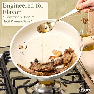 Набір посуду Carote Granite 11 предметів з антипригарним покриттям, індукційна сумісність, знімні ручки, зелений – для дому та кемпінгу