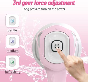 Electric Duschbürste (Shower Brush), Electric Back Brush with Long Handle, Back Brush Shower Massage Brush with 6 Cleaning Heads, Bath Brush for Spa Shower Peeling Massage Brush (Pink)