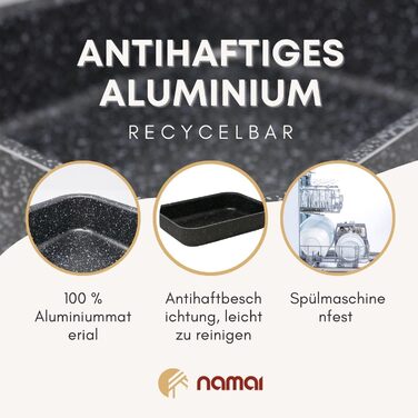 Форма для запікання NAMAI 40x28 см - Лазанья - Можна мити в посудомийній машині - Зроблено в Італії - Алюміній 28x40 см