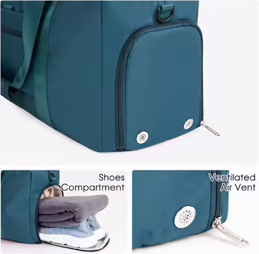 Sport Bags Classic with Shoe Compartment and Wet Compartment Portable Overnight/Weekend Bag Travel Bag Yoga Bag for Women and Men Gym Bag (Teal)