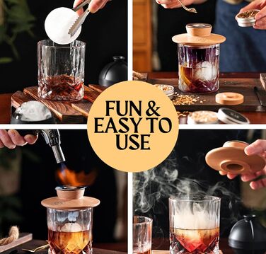 Набір для копчення коктейлів та віскі: Smoker Kit з лампою, формочками для льоду та стружкою деревини