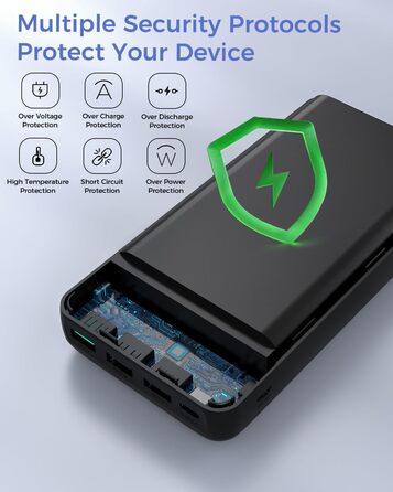 Power Bank 60000mAh з LED дисплеєм, 22.5W швидка зарядка, 4 виходи USB-C, чорний