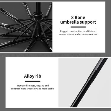Шкільний парасолька Rseuphiee: стійкий до вітру, автоматичний, компактний, чорний, для дорослих та дітей