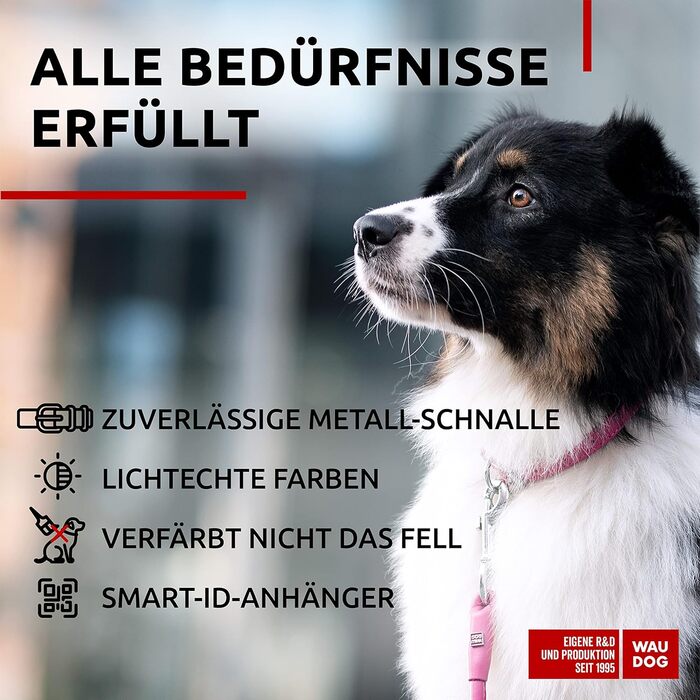 Нашийник для собак WAUDOG з натуральної шкіри, 20-25 см, 8 мм, рожевий