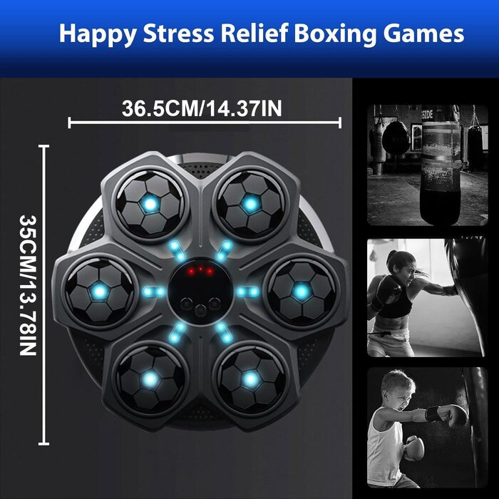 Музична боксерська машина Sunshine Smile - Liteboxer, Bluetooth, регулювання швидкості, настінна установка