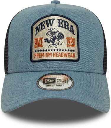 Кепка бейсболка New Era A-Frame Trucker Olive/White - регульована, з нашивкою, преміум-якість