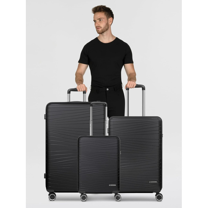 Набір валіз Franky Dallas 3.0 (3 шт.) | Чорний | TSA-замок, 4 колеса, об'єм 36/60/92 л