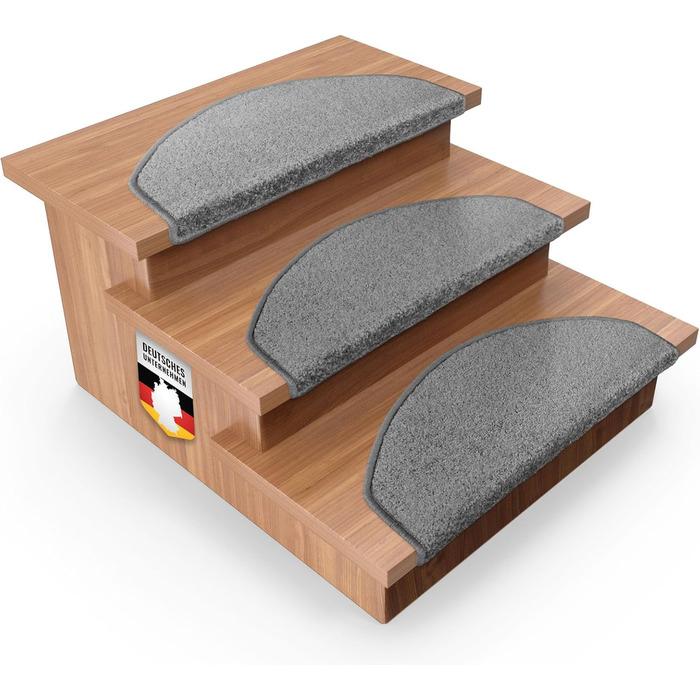 Casa Pura Dynasty Velour Non-Slip Stair Treads - 15 Piece Set - Silver Gray