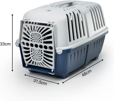 Транспортний бокс для собак Lionto, 55x36x36 см, синій, для собак та котів до 15 кг