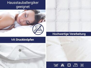 ZOLLNER 4-Season Duvet 240x220 cm - for Summer and Winter - made of 2 buttoned-together duvets - washable up to 60 °C - Hotel Quality - Oeko Tex Certified 240 x 220 cm White