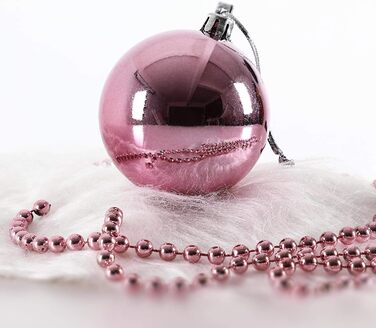 DEUBA® Новорічні кулі 66 шт. Ø 3-6 см, пластик, матові/глянцеві, прикраси для ялинки, новорічний декор (Рожевий)