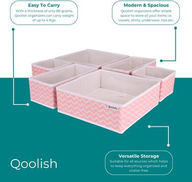 Qoolish Rosa Drawer Organizer, Set of 6 Sturdy Drawer Organizers to Sort Your Bedroom, Closet, and Drawer - Organize Your Space with our foldable