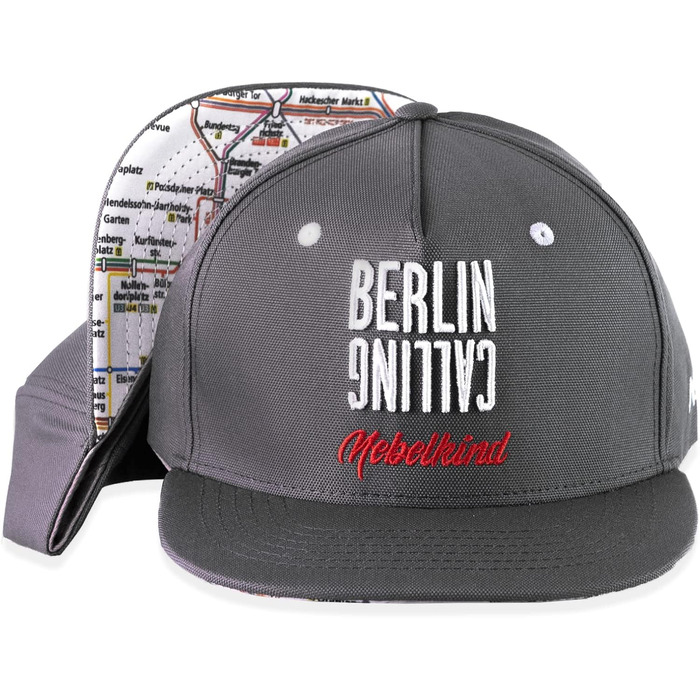 Кепка Nebelkind Snapback Berlin сіра, унісекс, регульована, висока якість, streetwear, бейсболка з прямим козирком