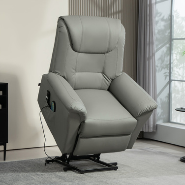 HOMCOM TV Chair with Rise Assist, Electric Recliner with Lie-flat Function, Heating and Massage Function, TV Chair with Spring System | Aosom