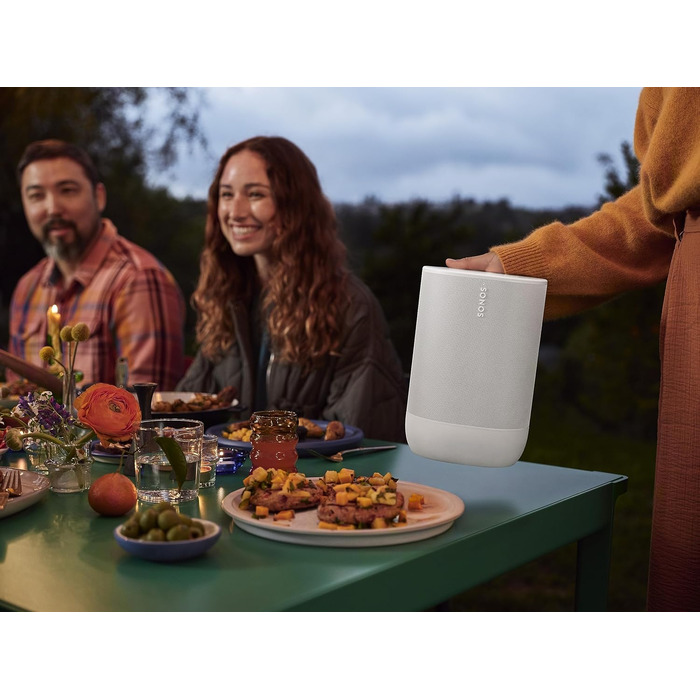 Sonos Move 2 – Портативна бездротова колонка з Wi-Fi, Bluetooth, Alexa, 24 год роботи, біла