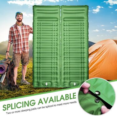 Надувний матрац Isomatte 12 см для кемпінгу з насосом та подушкою, зелений. Анти-розривний, портативний, для туризму, подорожей, пляжу