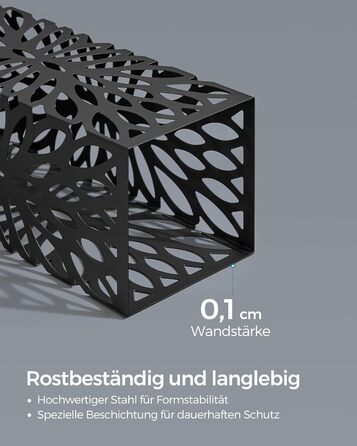 Стійка для парасоль та трекінгових палиць SONGMICS, чорна, металева, з піддоном для води, 4 гачки, 41 см