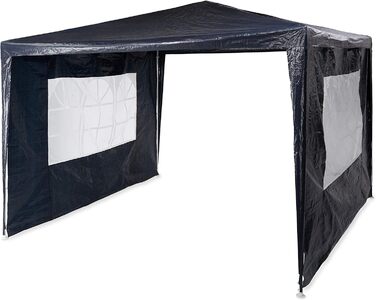 Relaxdays Gazebo 3x3 m, 2 Side Panels, Metal Frame, PE Fabric, Windows, Festival Party Tent, Enclosed, Blue