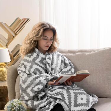 Електрична ковдра Navaris XXL 180x130 см з 3 рівнями нагріву, автовимкненням та можливістю прання - тепла та затишна ковдра темно-сірого кольору (сіро-білий візерунок)