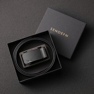 Чоловічий шкіряний ремінь SENDEFN з автоматичною пряжкою, ширина 35 мм, регульований розмір, чорний (125 см/36''-42'')