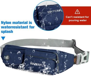WATERFLY Поясна сумка на пояс для чоловіків та жінок: стильна нагрудна сумка для спорту, бігу, прогулянок з собакою, подорожей (Темно-синій)