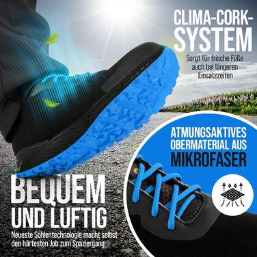 Черевики робочі KRÄHE Black Crow S3 ESD SRC для чоловіків, 44 EU, блакитні