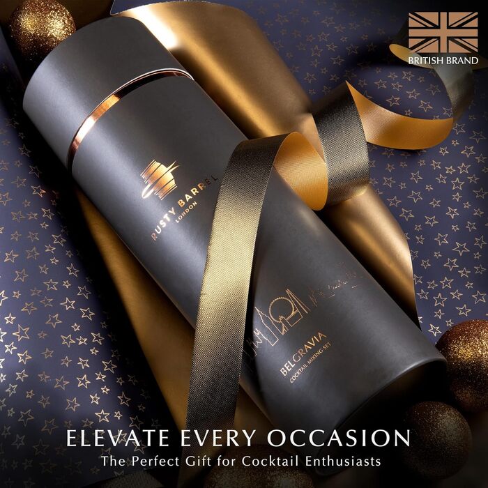 Belgravia Cocktail Set – Cocktail Shaker Set with Boston Stainless Steel Cocktail Shaker and Cocktail Accessories | Copper Cocktail Mix Set in a Luxurious Gift Box