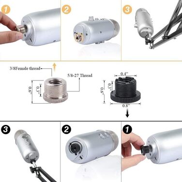 Регульований мікрофонний стійка HAUEA для студії, радіомовлення та телебачення, сумісний з Blue Yeti