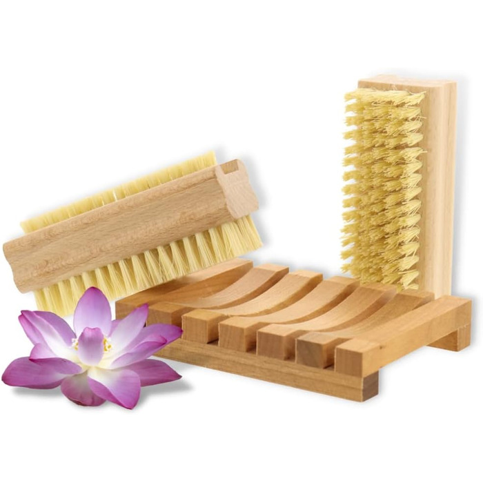 HOFMEISTER® Bath Brush with soft natural bristles, made of pear wood, 44 cm length, Made in Germany (Set, 1)